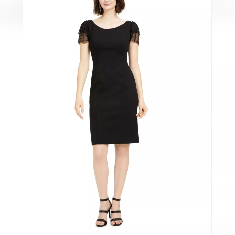 JESSICA HOWARD Sheath Dress Flutter Glitter Sleeves Size 8P